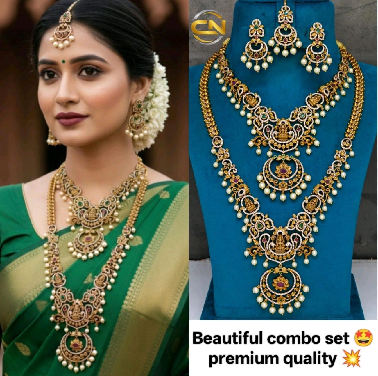 Royal Antique Traditional Indian Long Necklace Jewelry Set for Women