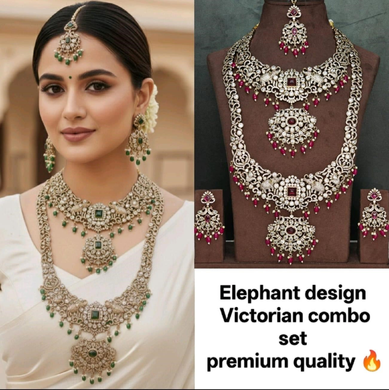 Royal Antique Traditional Indian Long Necklace Jewelry Set for Women