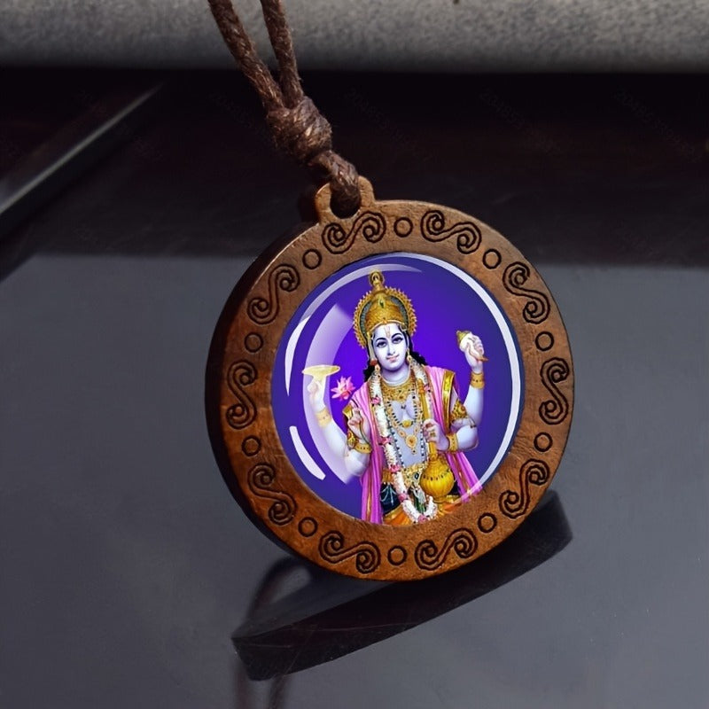 Hindu deity art pendant necklace - Narayana
