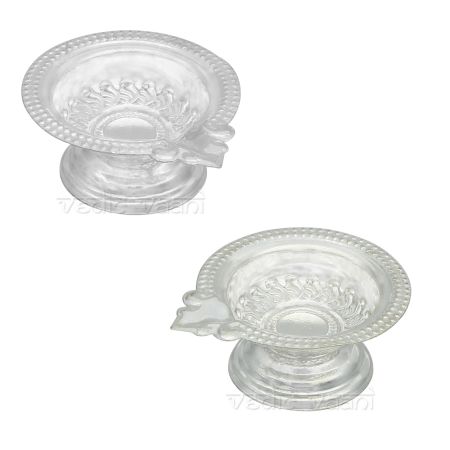 Puja Aarti Diya / Oil Lamp in Silver
