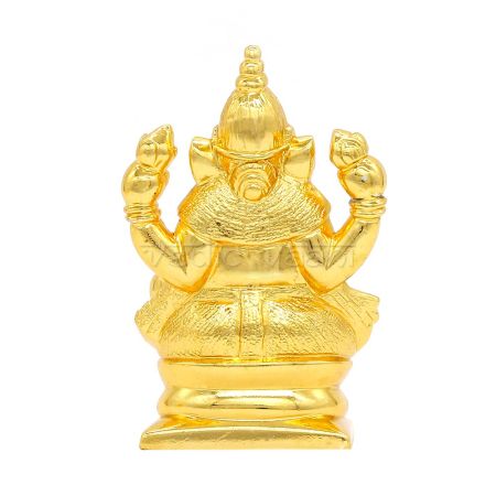 Ganesh Idol in Pure Silver - Gold Polish