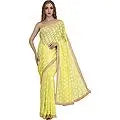 Sari from Punjab with Phulkari Embroidery in Self and Golden Border