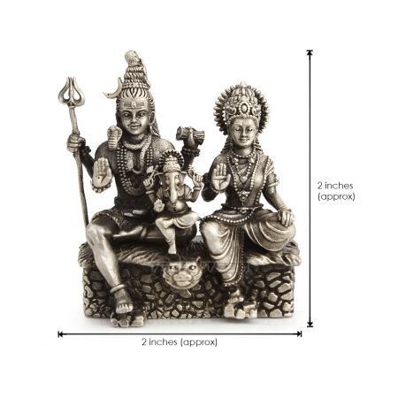 Silver Shiv Parivar (Family) Idol in Antic Finish