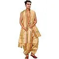 Ready to Wear Dhoti and Angavastram Set with Woven Golden Border