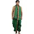 Ready to Wear Dhoti and Angavastram Set with Woven Golden Border
