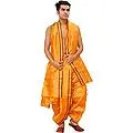 Ready to Wear Dhoti and Angavastram Set with Woven Golden Border