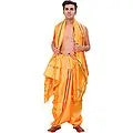 Ready to Wear Dhoti and Angavastram Set with Woven Golden Border