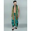 Ready to Wear Dhoti and Angavastram Set with Woven Golden Border