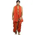 Ready to Wear Dhoti and Angavastram Set with Woven Golden Border