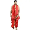 Ready to Wear Dhoti and Angavastram Set with Woven Golden Border