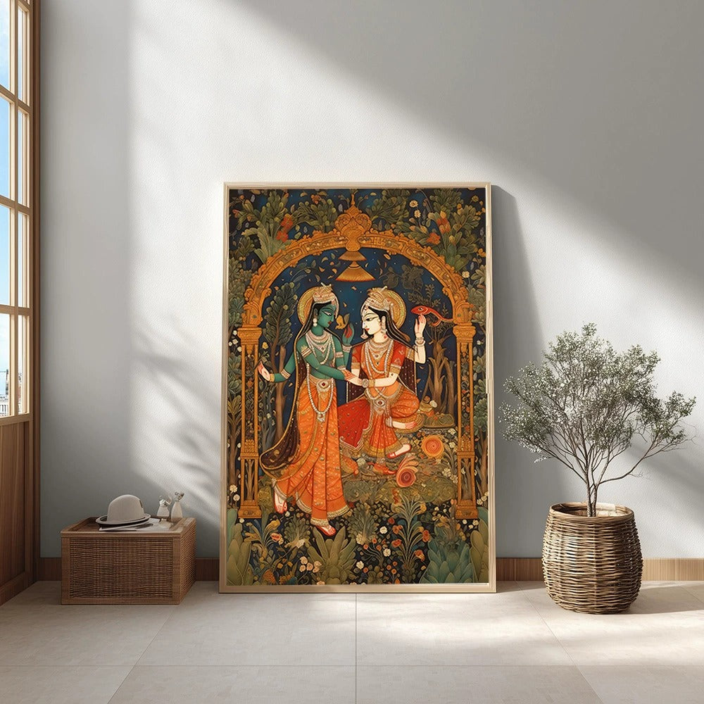 Hindu and Buddhist deity-style printed canvas poster