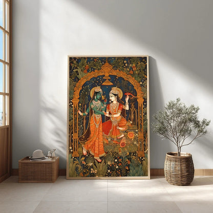 Hindu and Buddhist deity-style printed canvas poster