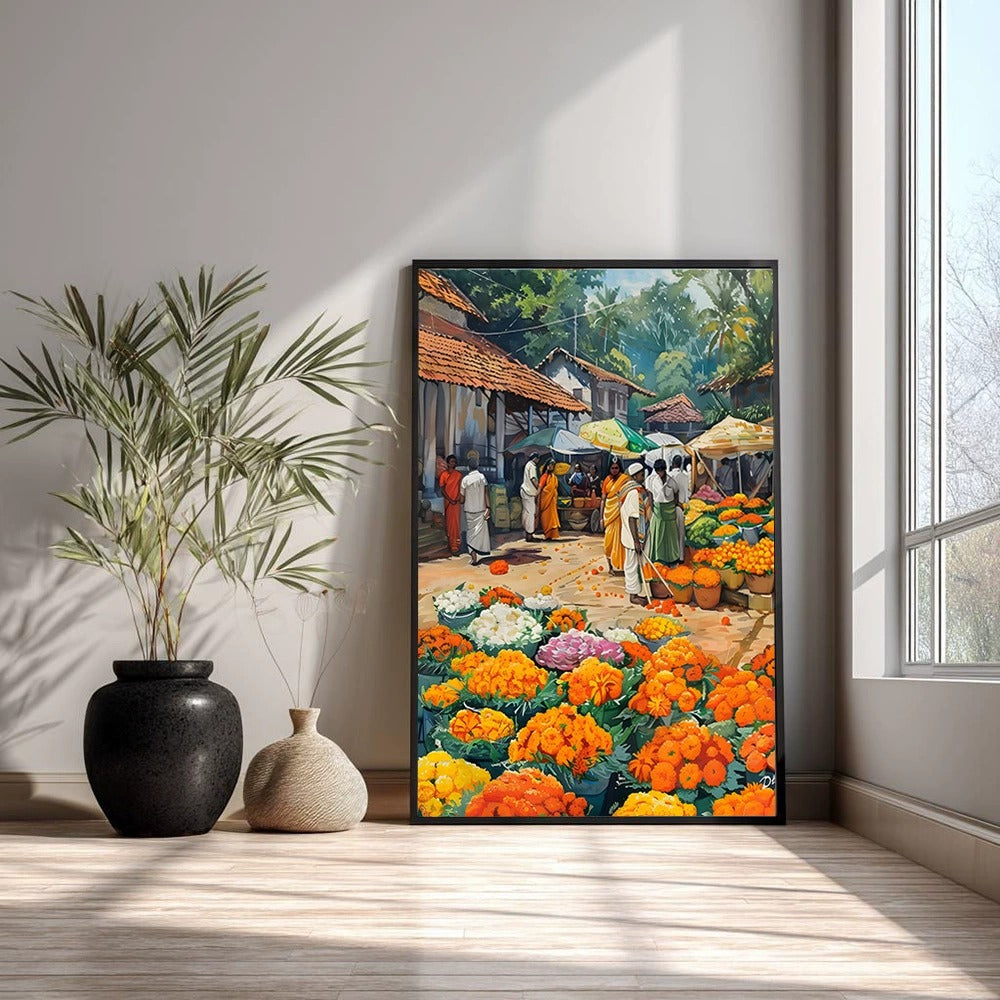 Hindu and Buddhist deity-style printed canvas poster