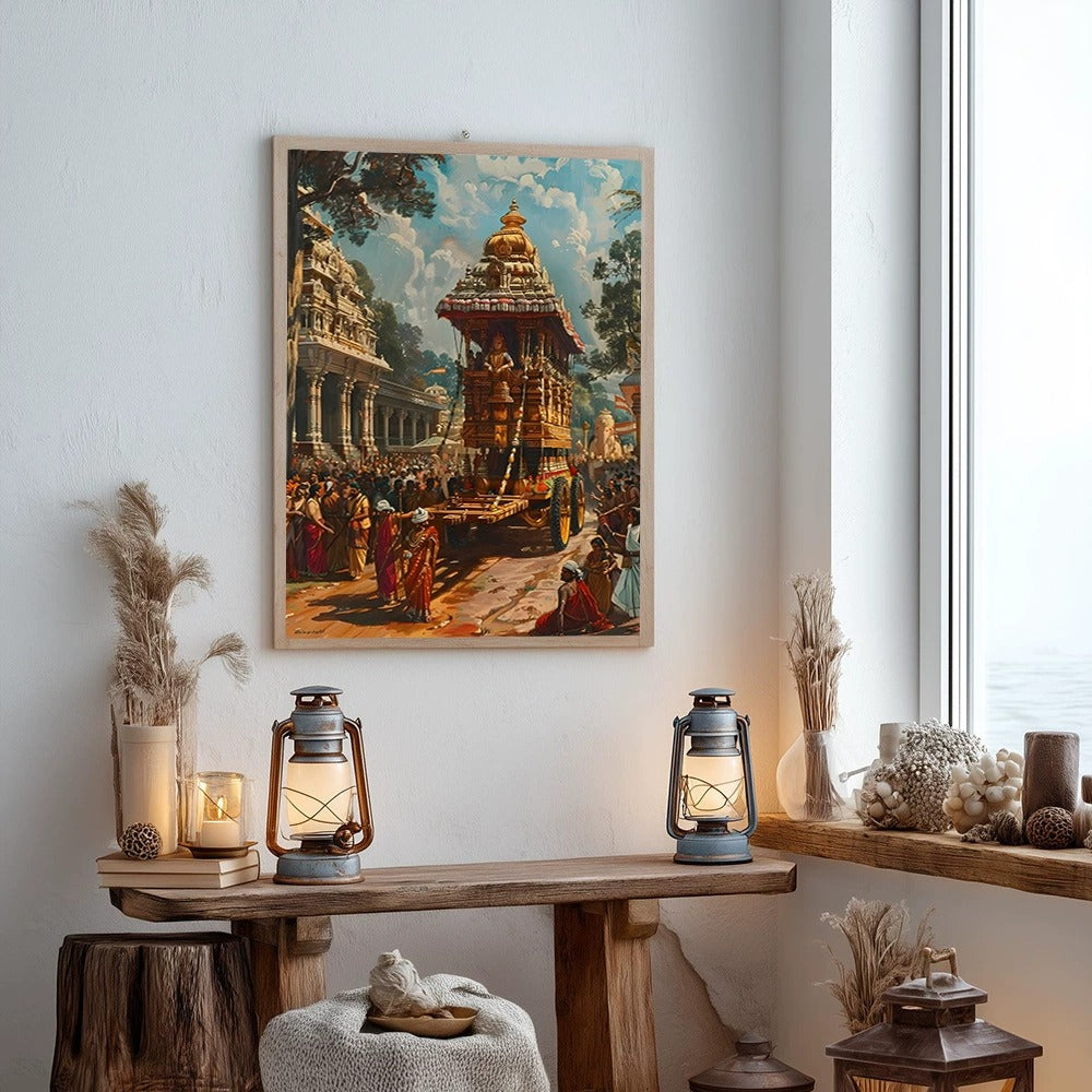 Hindu and Buddhist deity-style printed canvas poster