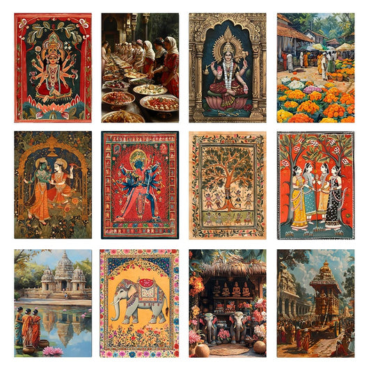 Hindu and Buddhist deity-style printed canvas poster