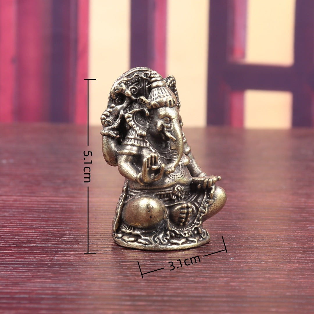 Handcrafted Brass Ganesha Figurine | Collectible Decorative & Handheld Art Piece