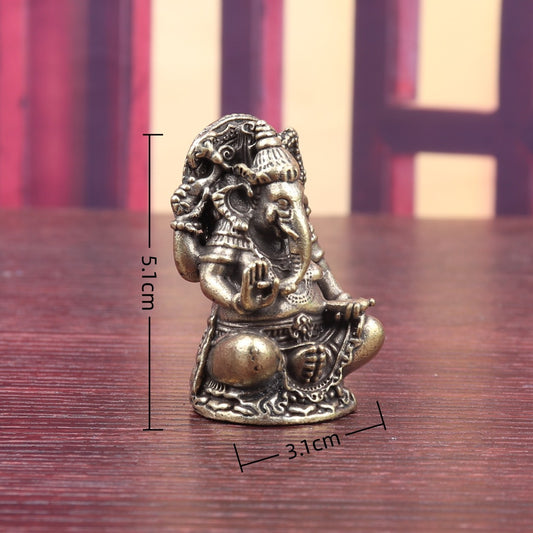 Handcrafted Brass Ganesha Figurine | Collectible Decorative & Handheld Art Piece