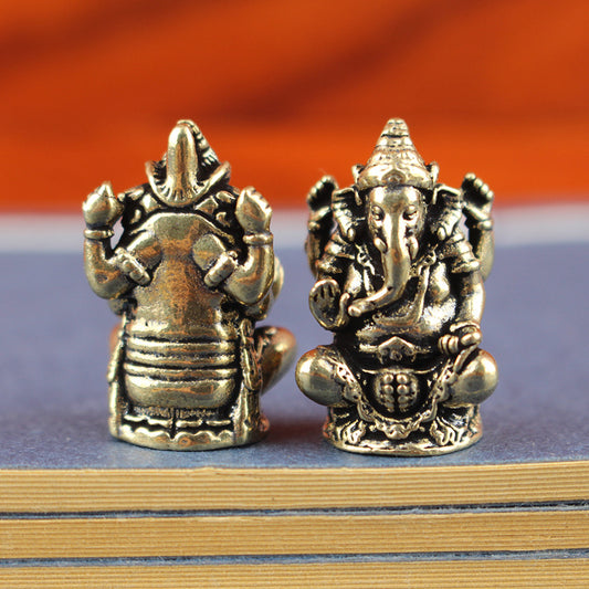 Mini Brass Ganesha Statue – 2.6cm Hindu Ganesh Idol for Blessings, Obstacle Removal & Prosperity