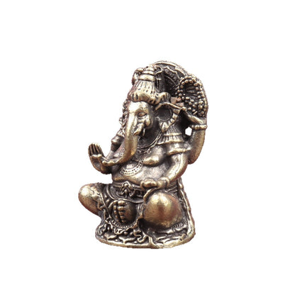 Handcrafted Brass Ganesha Figurine | Collectible Decorative & Handheld Art Piece