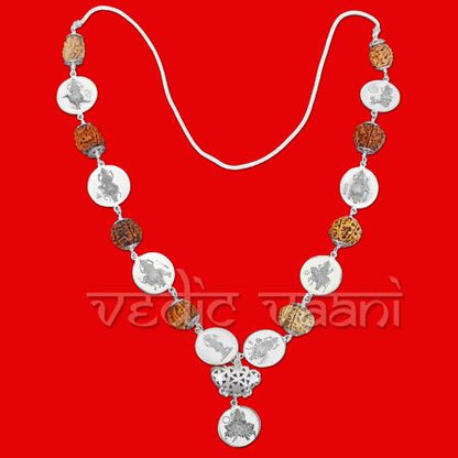 Navgraha Rudraksha Mala with Navgraha Silver Yantra