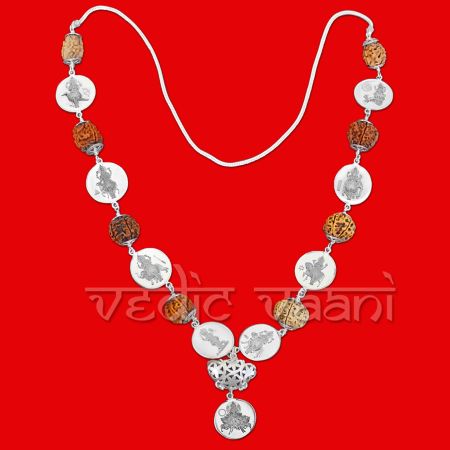 Navgraha Rudraksha Mala with Navgraha Silver Yantra