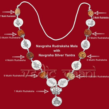 Navgraha Rudraksha Mala with Navgraha Silver Yantra