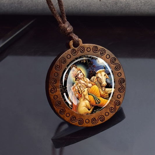 Hindu deity art pendant necklace - Krishna