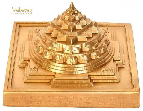 4" Shri Yantra with Beej Mantra in Brass | Handmade | Made in India
