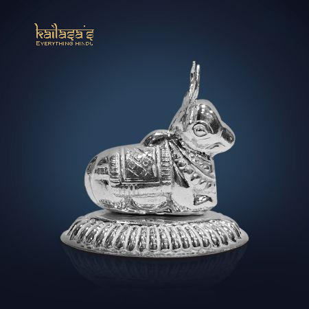Vahan (Vehicle) of Lord Shiva Nandi the Bull Idol in Pure Silver