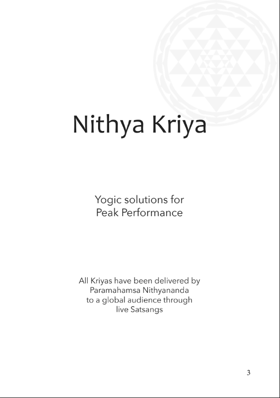 Nithya Kriya: Yogic solutions for Peak Performance (Book)