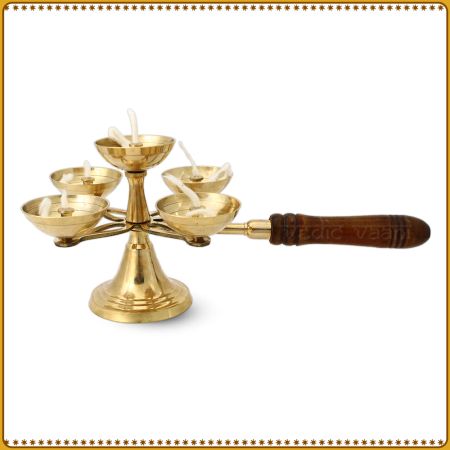 Pancharti Panch Deepak, Brass Diya for Temple Pooja Gifts Decor