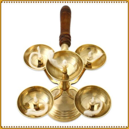 Pancharti Panch Deepak, Brass Diya for Temple Pooja Gifts Decor