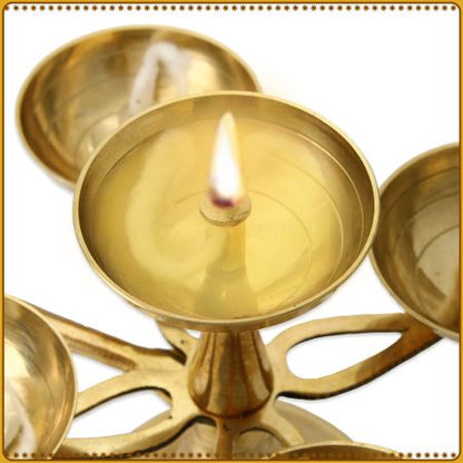 Pancharti Panch Deepak, Brass Diya for Temple Pooja Gifts Decor