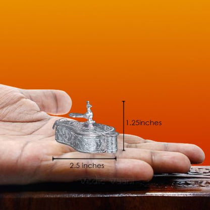 Haldi Kumkum Container With Peacock Design in Pure Silver