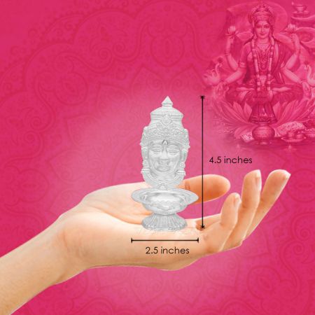 Oil Lamp / Jyot with Lakshmi Face in Silver