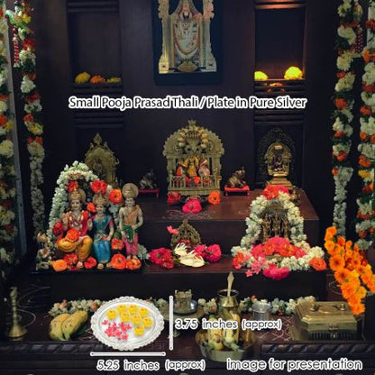Small Pooja Prasad Thali / Plate in Pure silver