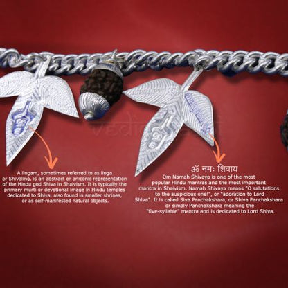 Lord Shiva Puja belpatra with rudraksha Attach in Pure Silver Chain