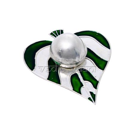 Meenakari Betel Leaf with Betal Nut in Sterling Silver