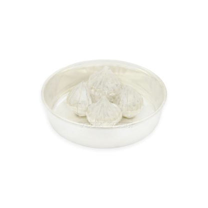 Lord Ganesha Sweet Modak with Thali in Pure Silver