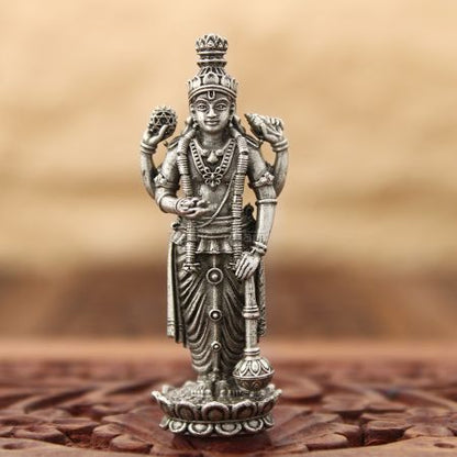 Chaturbhuj Lord Vishnu Idol (Statue) in Pure Silver