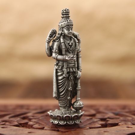 Chaturbhuj Lord Vishnu Idol (Statue) in Pure Silver