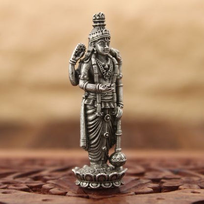 Chaturbhuj Lord Vishnu Idol (Statue) in Pure Silver