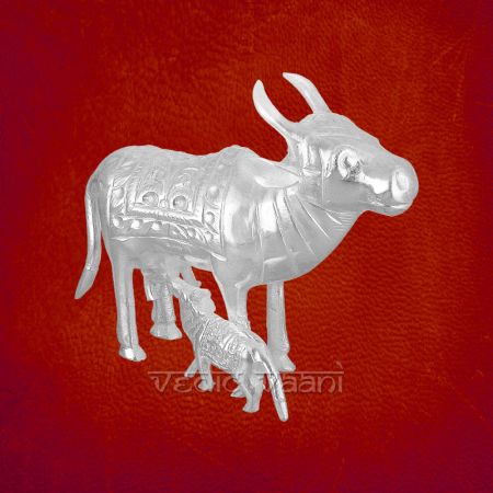Cow with Calf in Pure Silver (Gaumata) - 145 grams