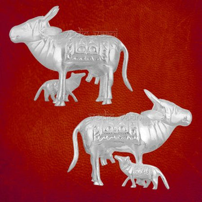 Cow with Calf in Pure Silver (Gaumata) - 145 grams