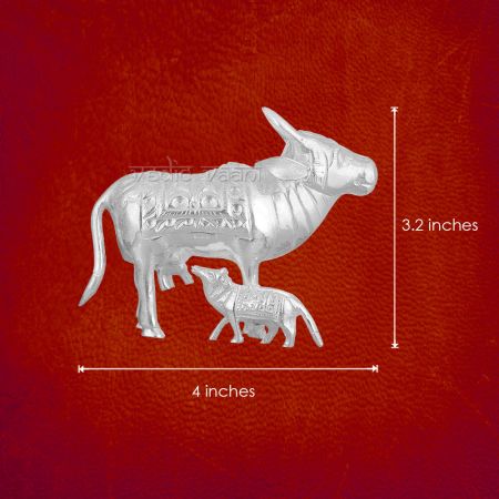 Cow with Calf in Pure Silver (Gaumata) - 145 grams