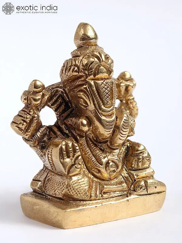 1" Small Chaturbhuj Ganesha Brass Statue