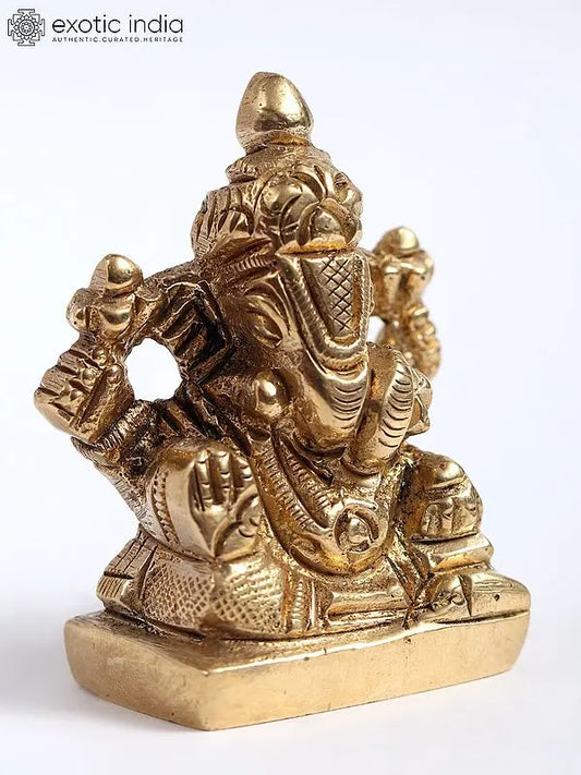 1" Small Chaturbhuj Ganesha Brass Statue