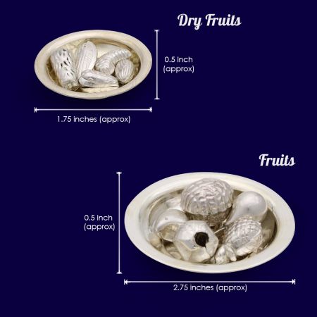 Silver Fruits and Dry Fruits Thali set for Offering God and Goddess
