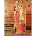 Paithani Silk Traditional Tassel Saree with Forest Pattern in Border and Pallu