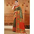 Paithani Silk Traditional Tassel Saree with Forest Pattern in Border and Pallu